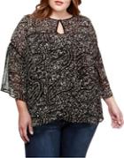 Lucky Brand Plus Printed Bell-sleeve Top