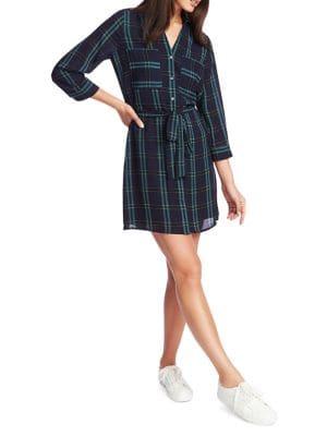 1.state Plaid-print Shirtdress