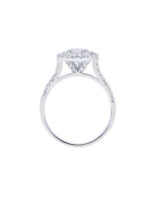 Crislu Classic Crystal, Sterling Silver And Platinum Round Halo Solitaire Ring