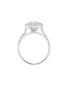 Crislu Classic Crystal, Sterling Silver And Platinum Round Halo Solitaire Ring