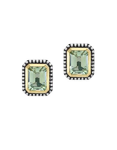 Effy 925 Green Amethyst, Sterling Silver And 18k Yellow Gold Stud Earrings