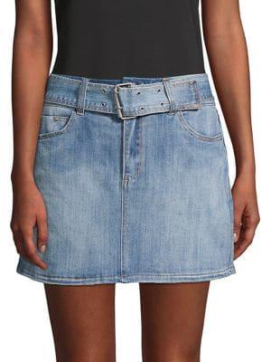 Design Lab Belted Denim Mini Skirt
