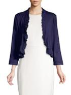 Karl Lagerfeld Paris Ruffle Front Long-sleeve Cropped Cardigan