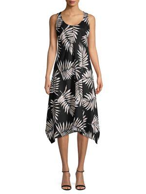 Context Tonal Palm Frond Handkerchief Dress