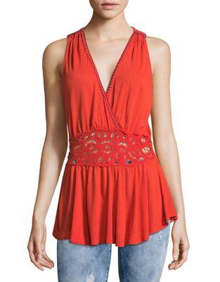Free People Lace Front Peplum Top