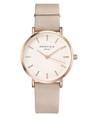 Rosefield The West Village Leather Analog Strap Watch