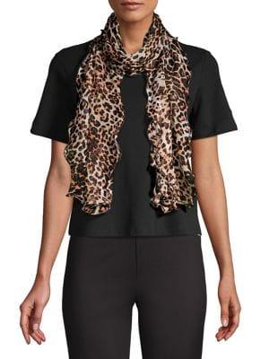 Collection 18 Leopard-print Ruffle Scarf