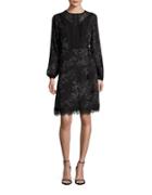 T Tahari Long Sleeve Alexa Floral A-line Dress