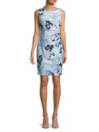 Calvin Klein Petite Sunray Pleat Floral Sheath Dress
