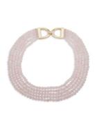 Ralph Lauren Goldtone & Rose Quartz Beaded Multi-row Necklace