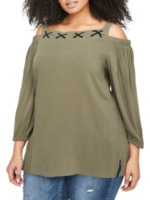 Addition Elle Love And Legend Plus Cold-shoulder Bardot Blouse