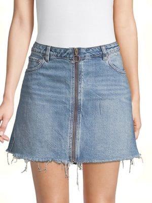 Free People Zip It Up Denim Mini Skirt