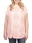 Lucky Brand Plus Printed Linen Top