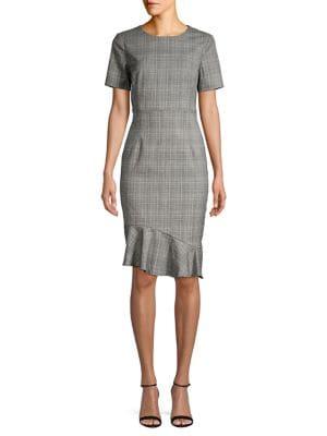 T Tahari Plaid Sheath Dress
