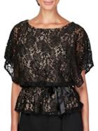 Alex Evenings Lace Flutter Sleeve Blouse