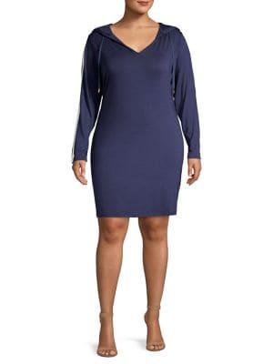 Michael Michael Kors Plus Striped Hooded T-shirt Dress