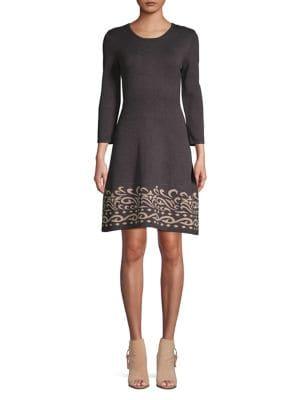 Eliza J Three-quarter Sleeve Fit-&-flare Dress