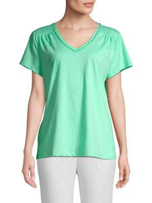 Karen Neuburger Lace-trim V-neck T-shirt