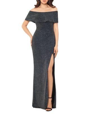 Xscape Ruched Off-the-shoulder Gown