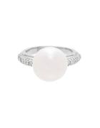 Lord & Taylor 12.5mm - 13mm White Button Freshwater Pearl Silver Ring