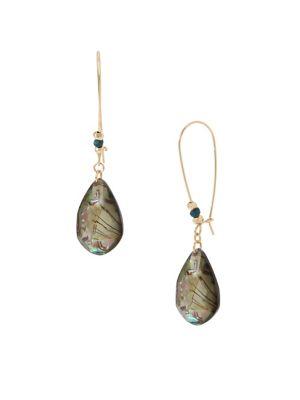 Robert Lee Morris Collection Abalone Teardrop Stone Drop Earrings