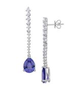 Sonatina 14k White Gold, Tanzanite & Diamond Graduated Drop Earrings
