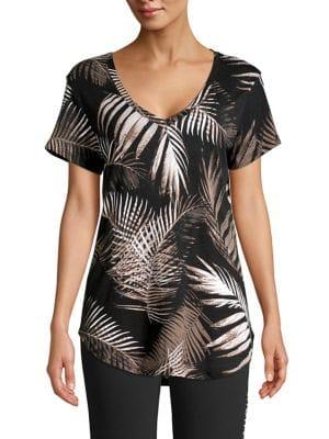Askya Printed High-low Cotton-blend Tee