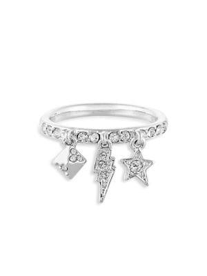 Karl Lagerfeld Mixed Rocky Icons Swarovski Crystal Multi-charm Ring