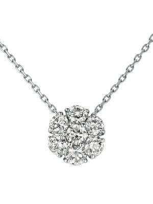 Morris & David 1.5 Tcw Diamond And 14k White Gold Pendant Necklace