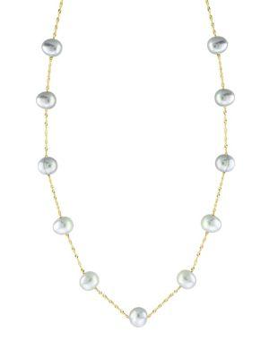 Effy 14k Yellow Gold & 5.5mm Pearl Station Necklace