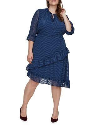 Junarose Plus Chevron Ruffle-trimmed Dress