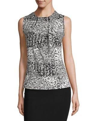 Karl Lagerfeld Paris Printed Foldover Blouse
