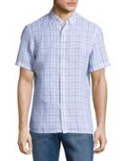 Black Brown Weekend Plaid Short-sleeve Linen Shirt