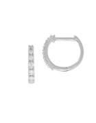 Lord & Taylor Diamonds And 14k White Gold Hoop Earrings