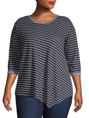 Vince Camuto, Plus Size Plus Asymmetrical Striped Top