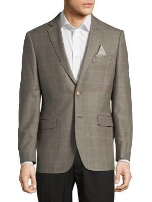 Black Brown Windowpane Notch Lapel Suit Jacket