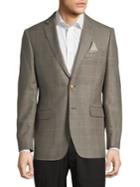Black Brown Windowpane Notch Lapel Suit Jacket