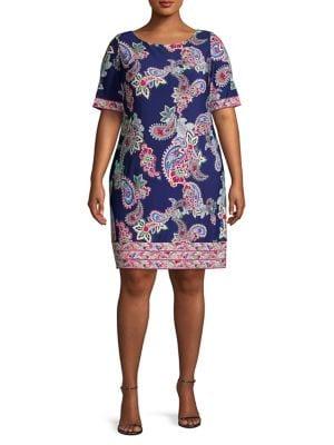 Eliza J Plus Paisley Jersey Shift Dress