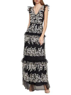 Bcbgmaxazria Floral Vine Applique Gown