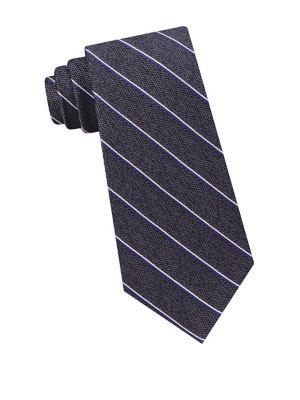 Black Brown Asymmetrical Stripe Silk Tie