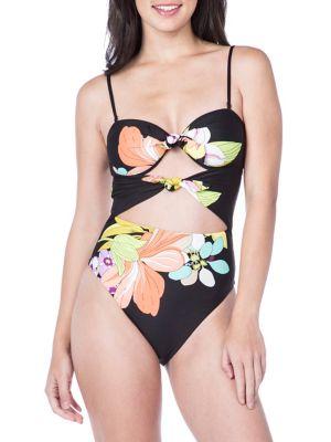 Trina Turk One-piece Bouquet Floral Bandeau Swimsuit