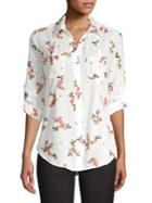 Lord And Taylor Separates Petite Floral Cotton Button-down Shirt