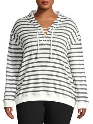 Marc New York Performance Plus Striped Lace-up Hoodie