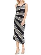 Vince Camuto Venue Block Stripe Ruched Midi Dress