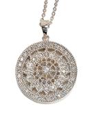 Effy Pave Classica 14k White Gold Diamond Medallion Pendant Necklace