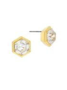 Etienne Aigner Hexagon Crystal Stud Earrings