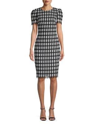 Badgley Mischka Platinum Lattice Sheath Dress