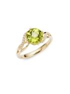 Lord & Taylor 14k Yellow Gold Diamond And Peridot Ring