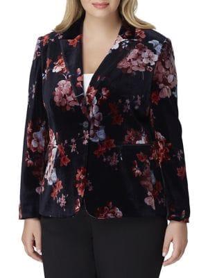 Tahari Arthur S. Levine Plus Floral Velvet Blazer