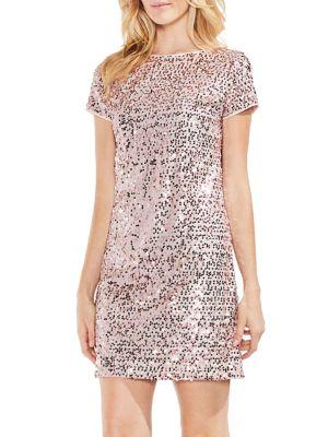 Vince Camuto Short-sleeve Mini Paillet Dress